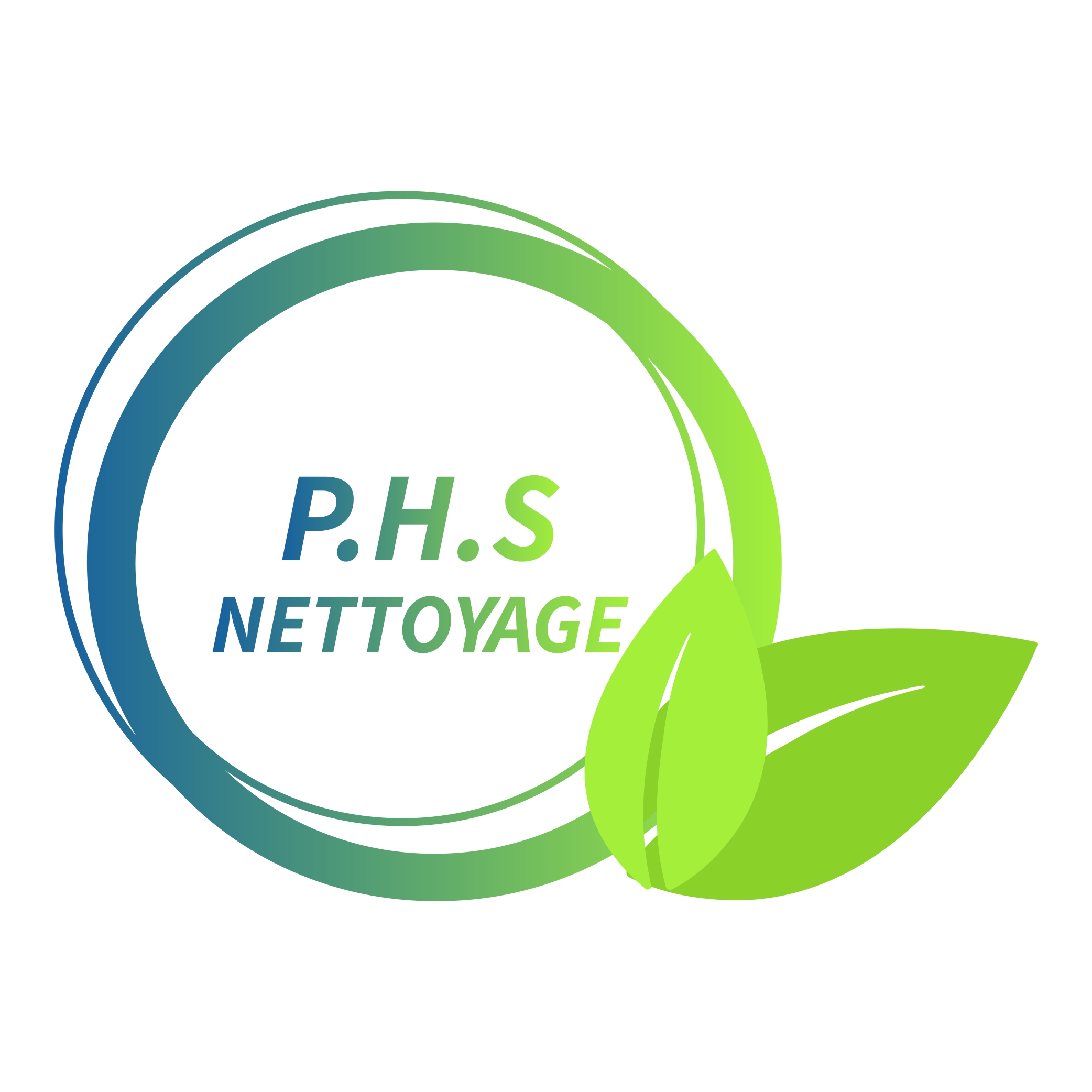 Logo de la société phs nettoyage vert et bleu